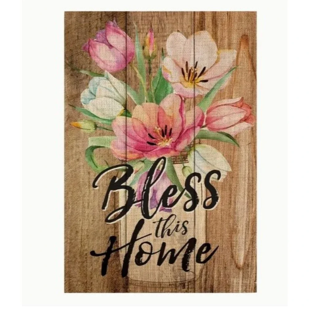 Garden Flag 12x18in Double-sided Burlap Bless This Home
